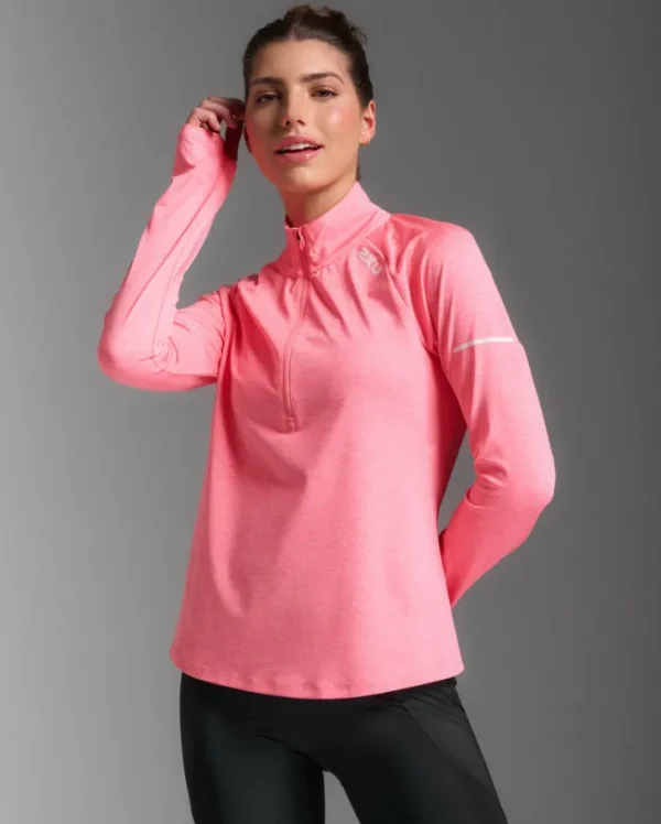 Best 2XU Aero 1/2 Zip Pink Glow/White Reflective