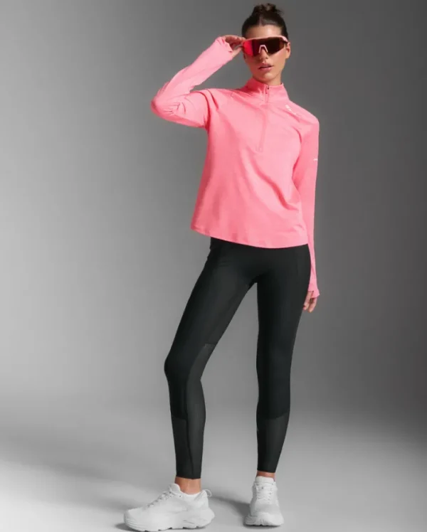 Best 2XU Aero 1/2 Zip Pink Glow/White Reflective