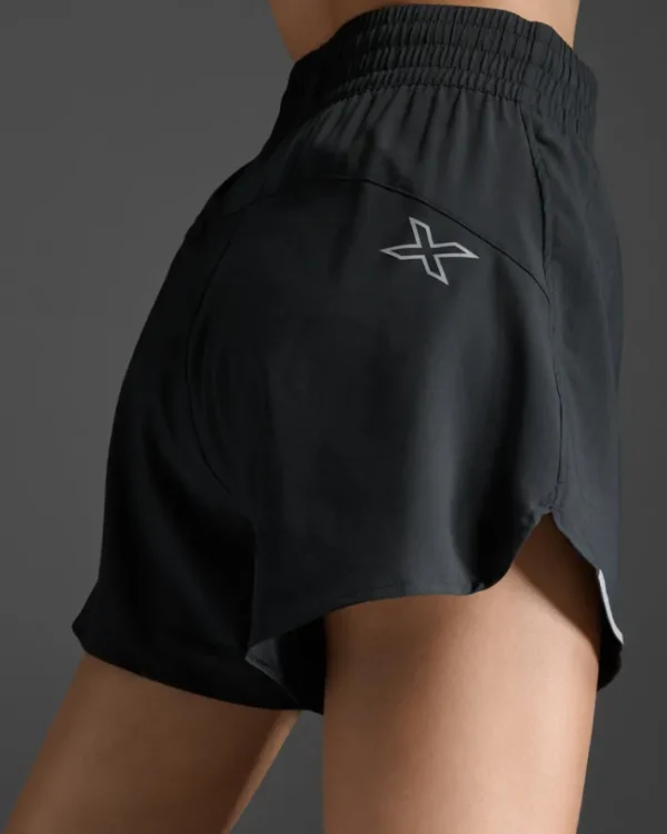 Hot 2XU Aero Hi-Rise 4" Shorts Black/Silver Reflective