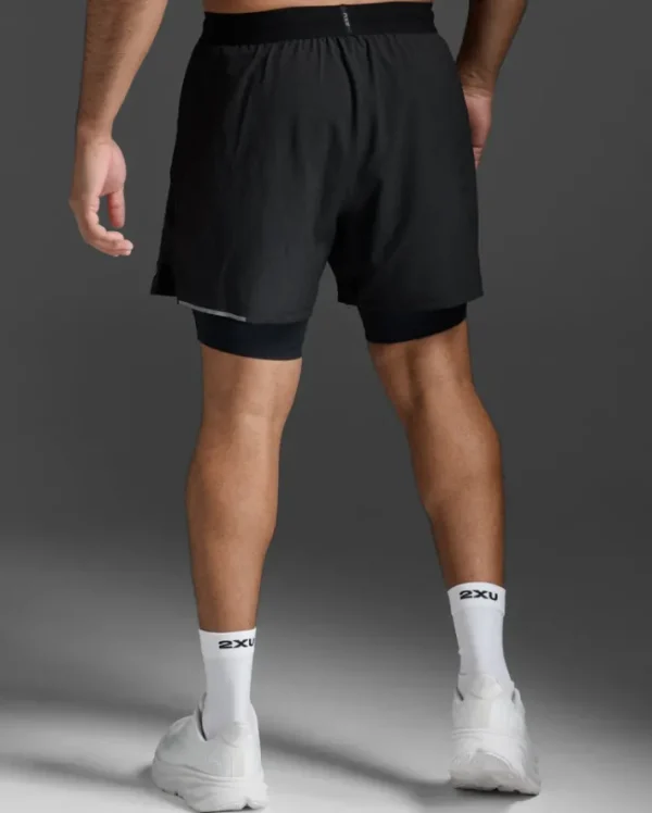 Online 2XU Aero 2-In-1 5" Shorts Black/Silver Reflective