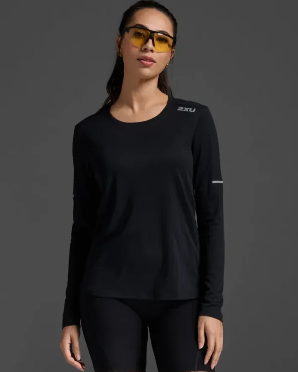 Outlet 2XU Aero Long Sleeve Black/Silver Reflective