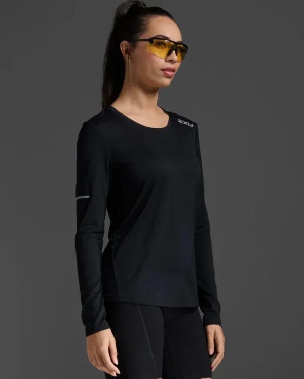 Outlet 2XU Aero Long Sleeve Black/Silver Reflective