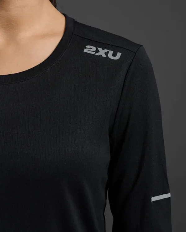 Outlet 2XU Aero Long Sleeve Black/Silver Reflective