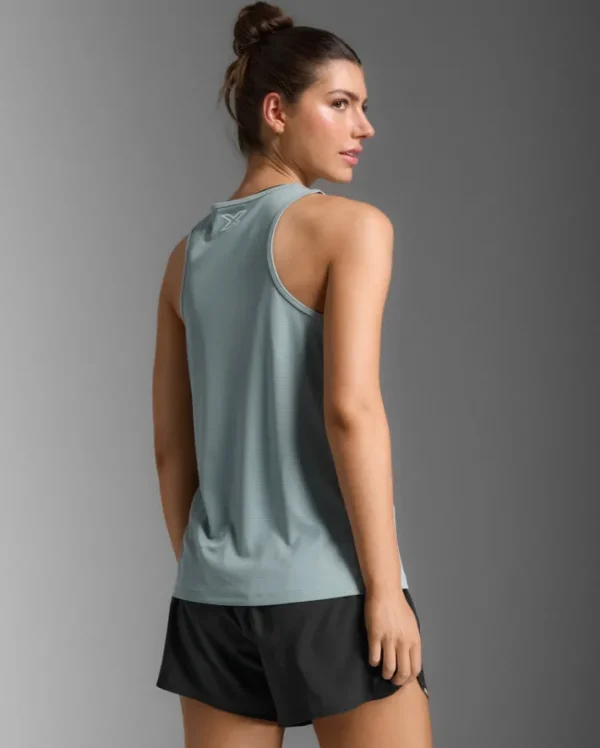 Online 2XU Aero Singlet Smoke Blue/White Reflective