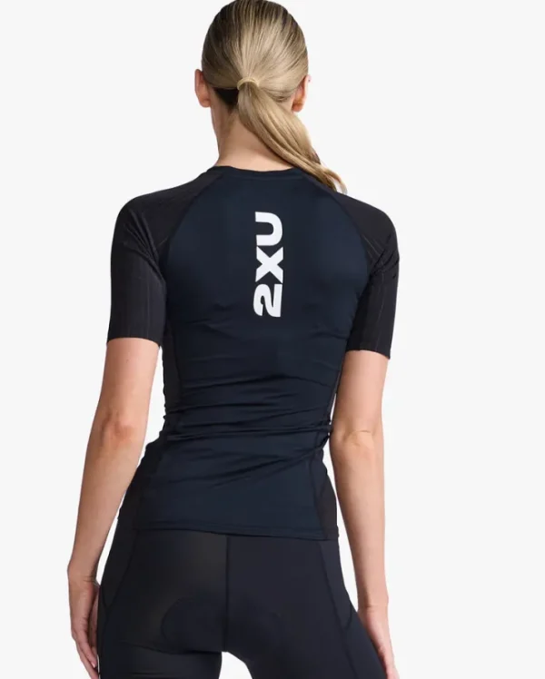 Online 2XU Aero Sleeved Tri Top Black/White