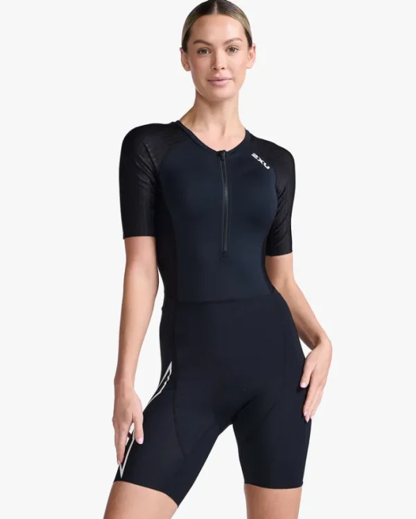 Hot 2XU Aero Sleeved Trisuit Black/White