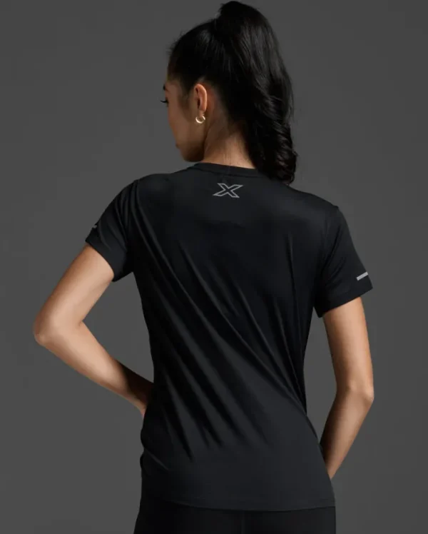 Online 2XU Aero Tee Black/Silver Reflective