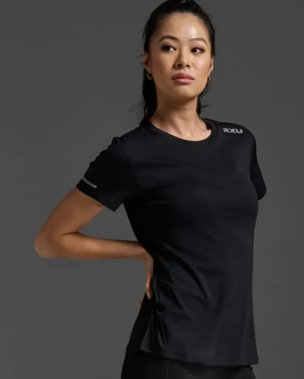 Online 2XU Aero Tee Black/Silver Reflective