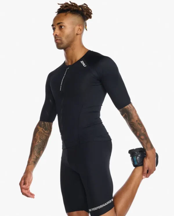 Outlet 2XU Aero Tri Sleeved Top Black/White