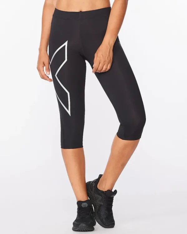 Online 2XU Core Compression 3/4 Tights Black/Silver