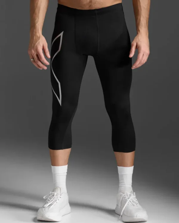 Online 2XU Core Compression 3/4 Tights Black/Silver