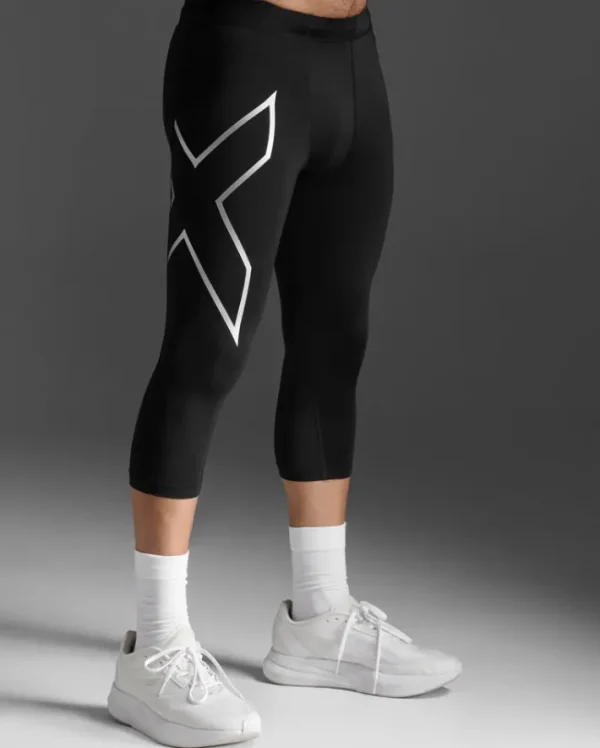 Online 2XU Core Compression 3/4 Tights Black/Silver