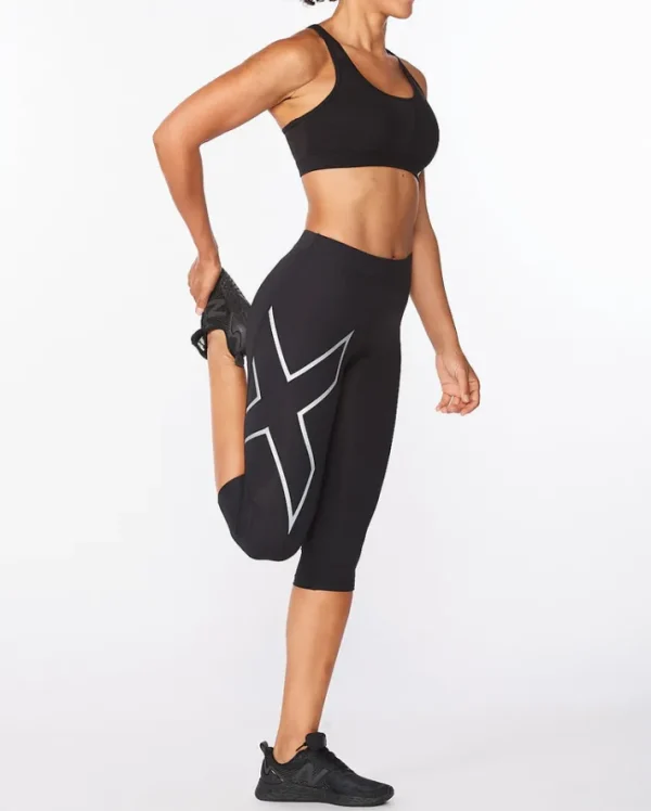 Online 2XU Core Compression 3/4 Tights Black/Silver