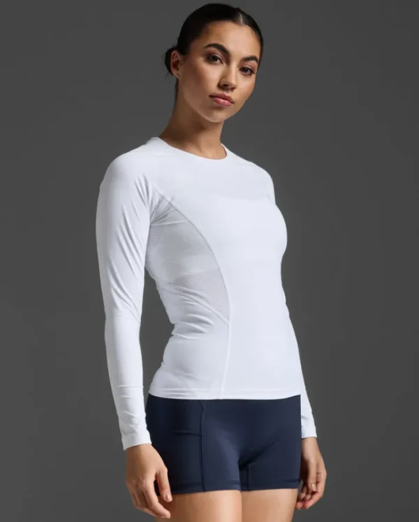 Sale 2XU Core Compression Long Sleeve White/No Logo