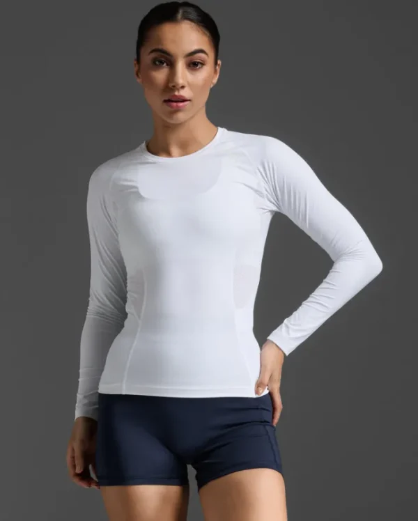 Sale 2XU Core Compression Long Sleeve White/No Logo