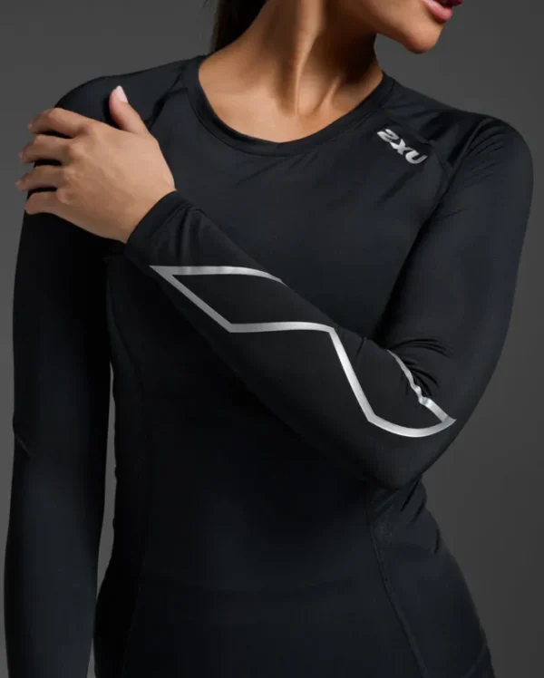 Fashion 2XU Core Compression Long Sleeve Black/Silver