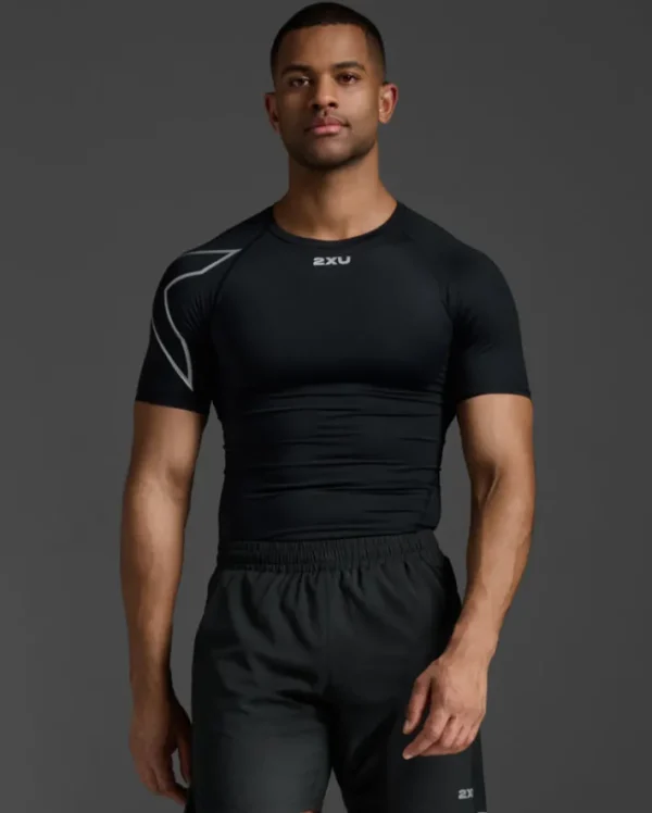 Outlet 2XU Core Compression Short Sleeve Black/Silver