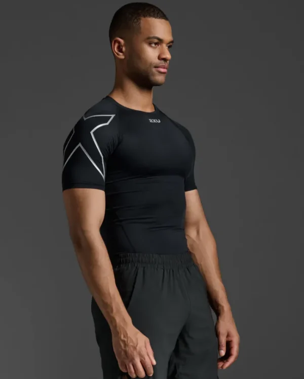 Outlet 2XU Core Compression Short Sleeve Black/Silver