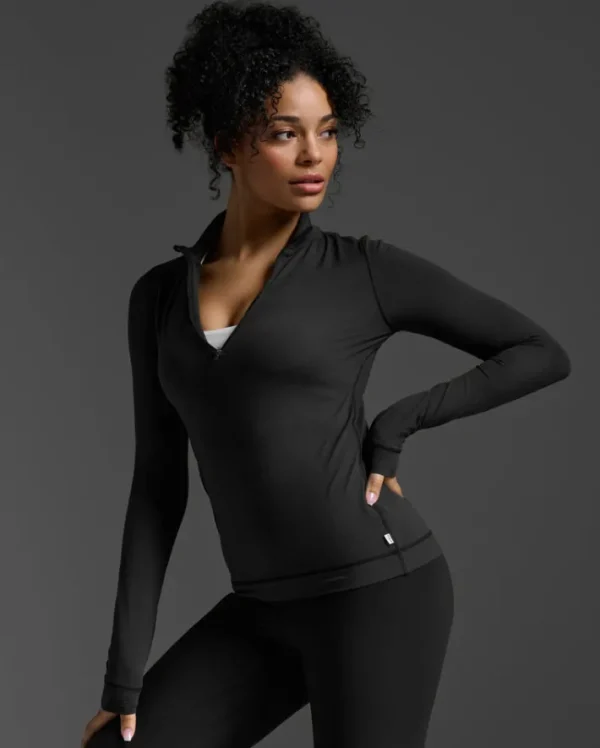 Online 2XU Flex 1/2 Zip Long Sleeve Black/Black