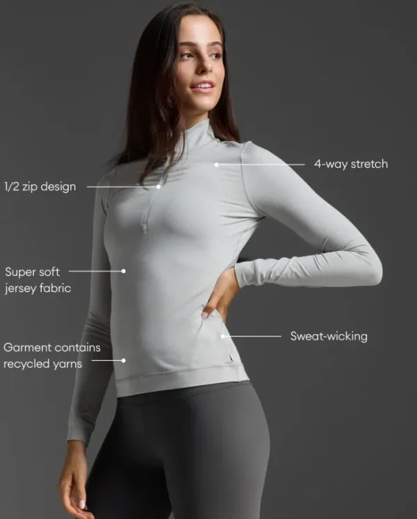 Fashion 2XU Flex 1/2 Zip Long Sleeve Harbor Mist/Harbor Mist