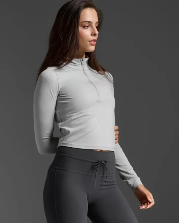 Outlet 2XU Flex Crop 1/2 Zip Long Sleeve Harbor Mist/Harbor Mist