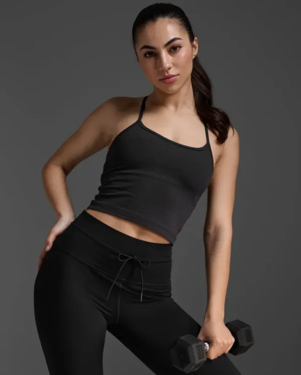 Outlet 2XU Flex Crop Tank Black/Black