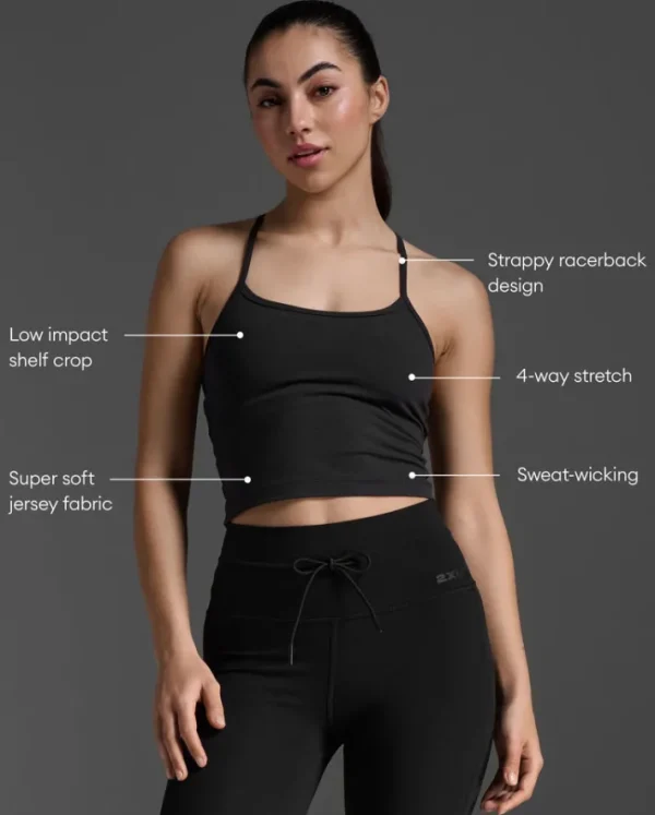 Outlet 2XU Flex Crop Tank Black/Black