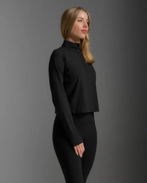 Sale 2XU Flex Waffle 1/2 Zip Long Sleeve Black/Black