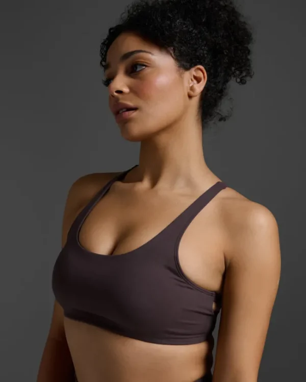 New 2XU Fluid Open Back Bra Raisin/Raisin