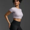 Sale 2XU Fluid Ribbed Crop Tee Virtual Violet/White