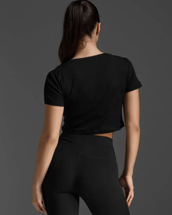 Best 2XU Fluid Ribbed Crop Tee Black/White