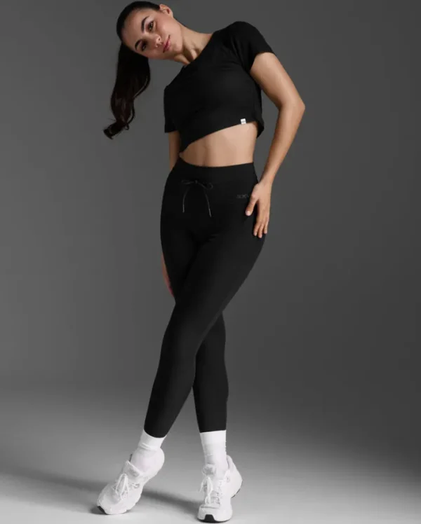 Best 2XU Fluid Ribbed Crop Tee Black/White