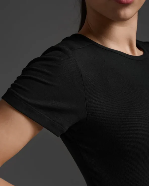 Best 2XU Fluid Ribbed Crop Tee Black/White