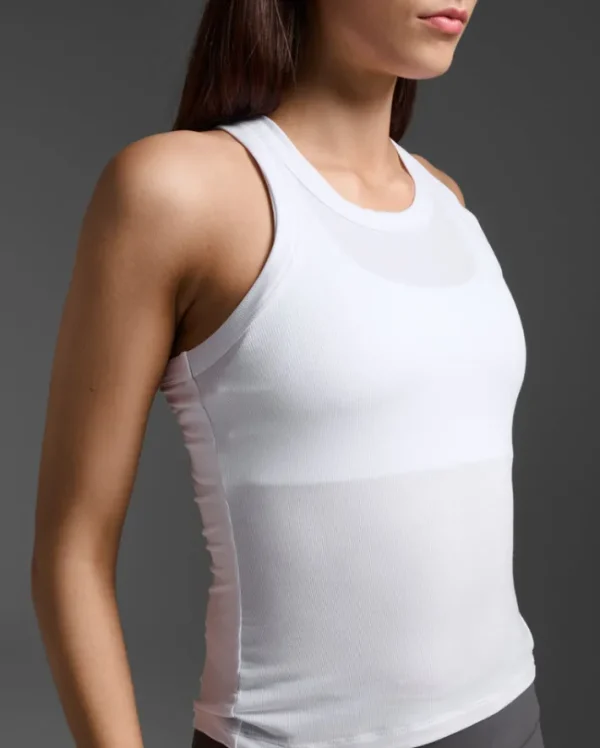 New 2XU Fluid Ribbed Tank White/White