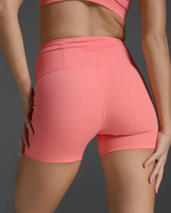 Hot 2XU Form Soft Touch Hi-Rise Compression 4" Shorts Pink Glow/Pink Glow