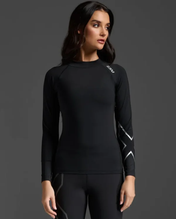 Outlet 2XU Ignition Compression Long Sleeve Black/Silver