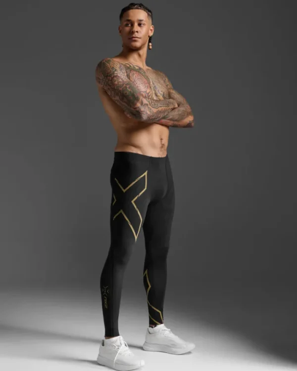 Clearance 2XU Light Speed Compression Tights Black/Gold Reflective