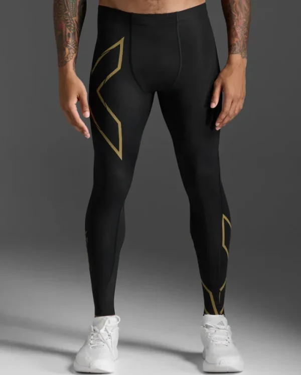 Clearance 2XU Light Speed Compression Tights Black/Gold Reflective