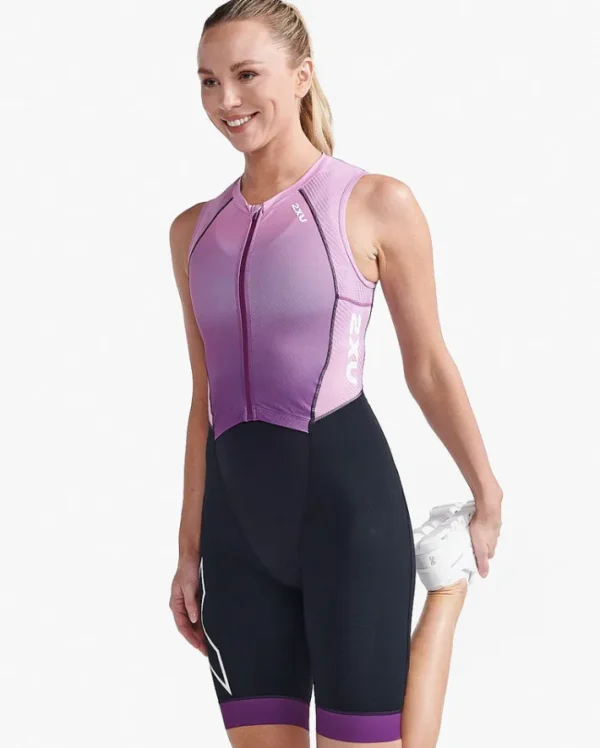 Best 2XU Light Speed Front Zip Trisuit Wood Violet/Pastel Pink