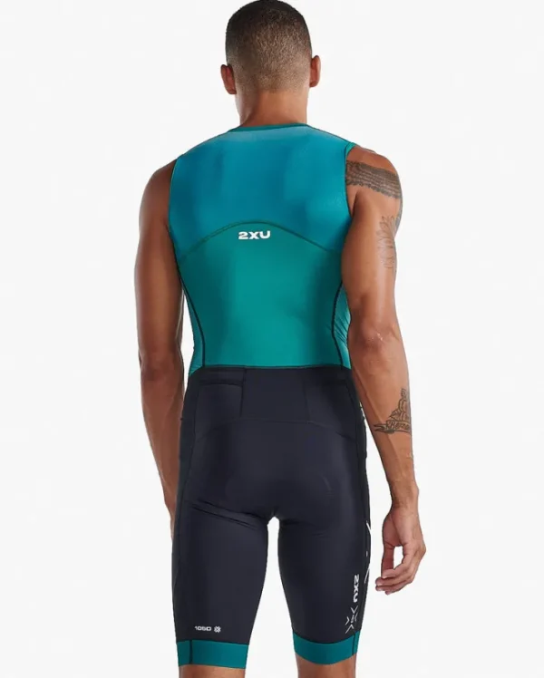 New 2XU Light Speed Front Zip Trisuit Forest Green/Raft