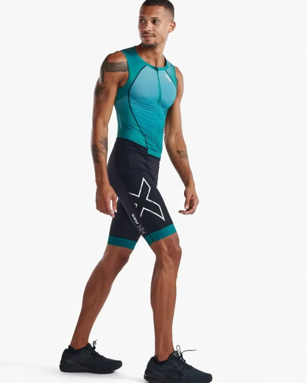 New 2XU Light Speed Front Zip Trisuit Forest Green/Raft