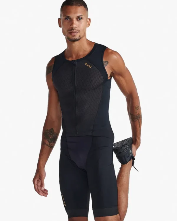 Discount 2XU Light Speed Front Zip Trisuit Black/Gold