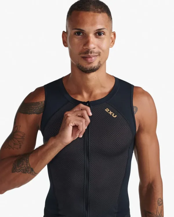 Discount 2XU Light Speed Front Zip Trisuit Black/Gold