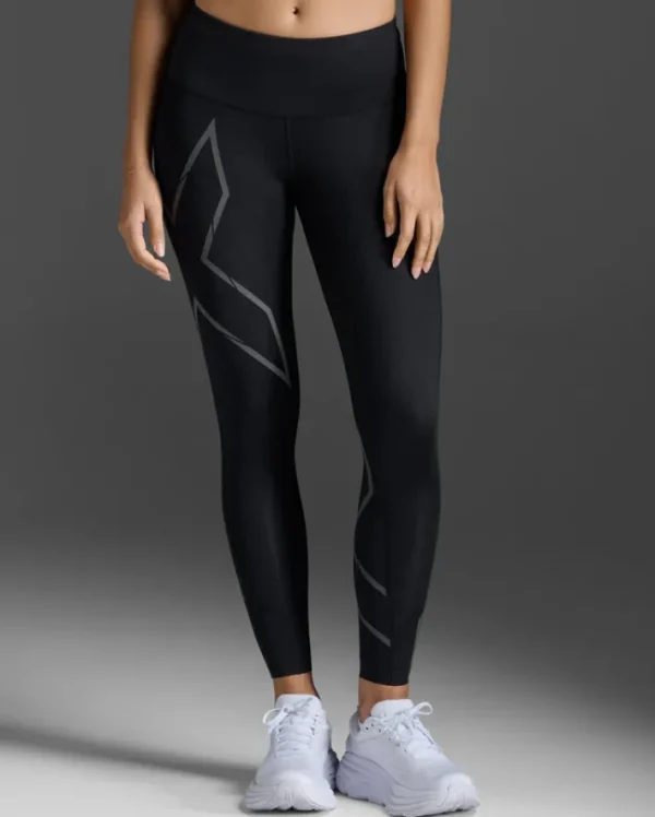 Discount 2XU Light Speed Mid-Rise Compression Tights Black/ Black Reflective