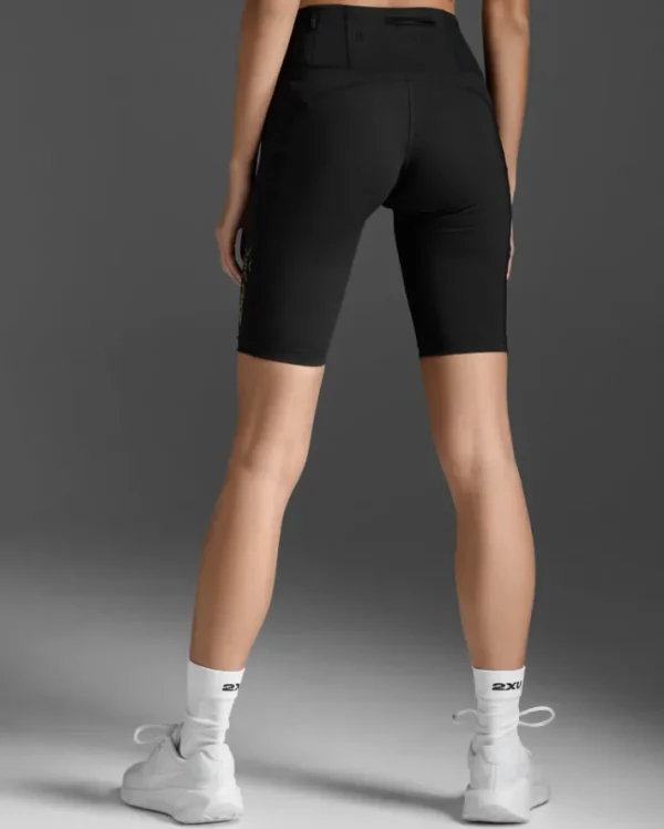 Discount 2XU Light Speed Mid-Rise Compression Shorts Black/Gold Reflective