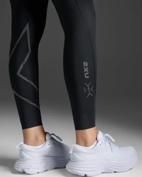 Discount 2XU Light Speed Mid-Rise Compression Tights Black/ Black Reflective