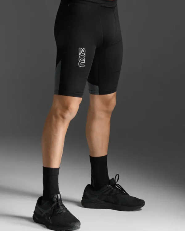 Sale 2XU Light Speed React Compression Shorts Black/White Reflective