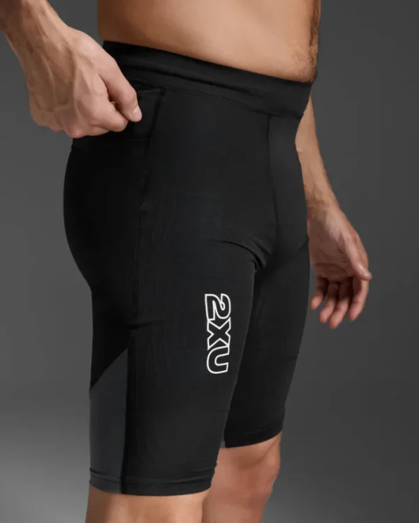 Sale 2XU Light Speed React Compression Shorts Black/White Reflective