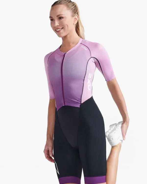 Best 2XU Light Speed Sleeved Trisuit Wood Violet/Pastel Pink