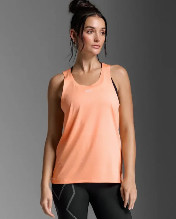 Online 2XU Light Speed Tech Singlet Digital Peach/White Reflective